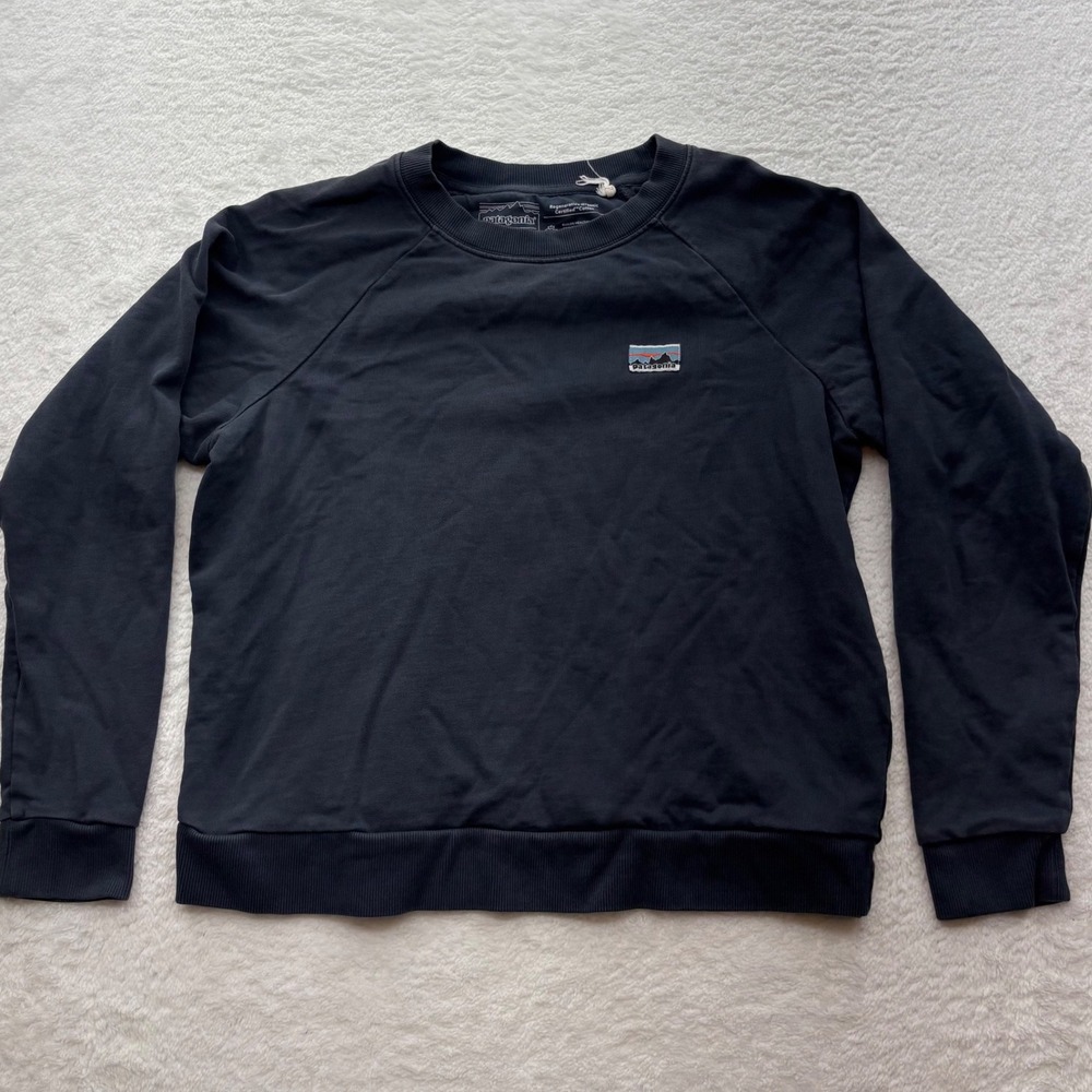 Patagonia Women S Navy Blue Regenerative Organic Cotton Crewneck Sweatshirt Logo